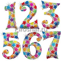 Фольгированная цифра "Разноцветные звезды"