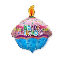 Фольгированный шар Кекс разноцветный "С Днем Рождения"