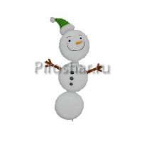 Фольгированный шар "Снеговик в зеленой шапке"