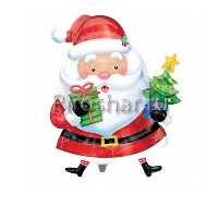 Фольгированный шар "Санта с елкой"