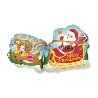 Фольгированный шар "упряжка Санты"