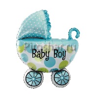 Фольгированный шар "Коляска детская", голубая