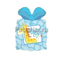 Фольгированный шар "Подарок мальчику", голубой