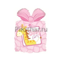 Фольгированный шар "Подарок девочке", розовый