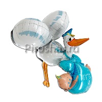 Фольгированный шар "Аист принес мальчика"