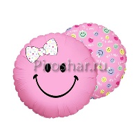 Фольгированный шар "Смайл", розовый