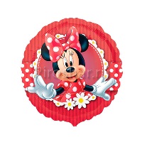 Фольгированный шар круг "Минни Майс в ромашках"